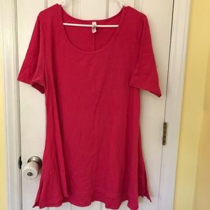 EUC lularoe xl perfect shirt top hot pink tunic